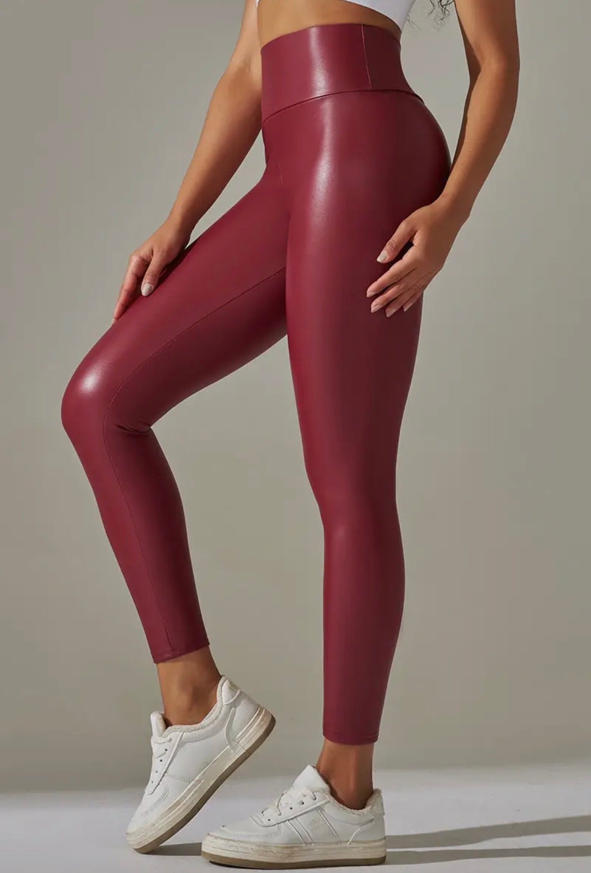 Burgundy Faux Leather Leggings