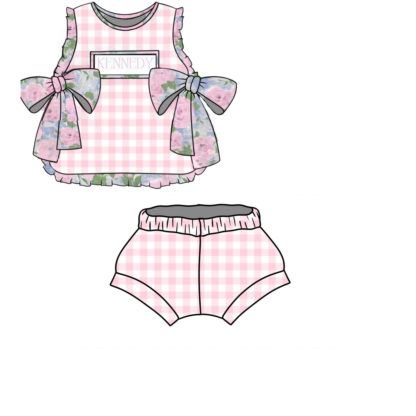 Pink & Floral Embroidered Set 🩷