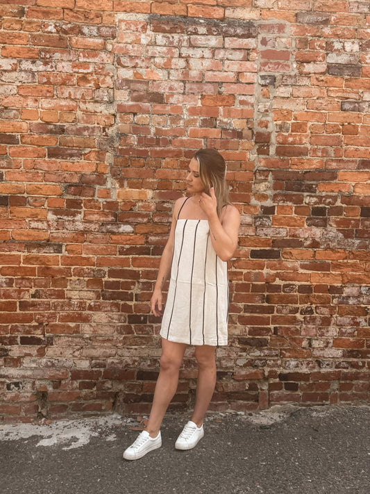 Honey Linen Stipe Dress