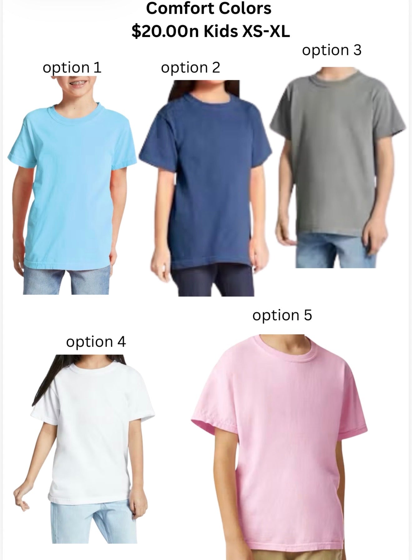 Youth Comfort Color T-Shirts Short Sleeve
