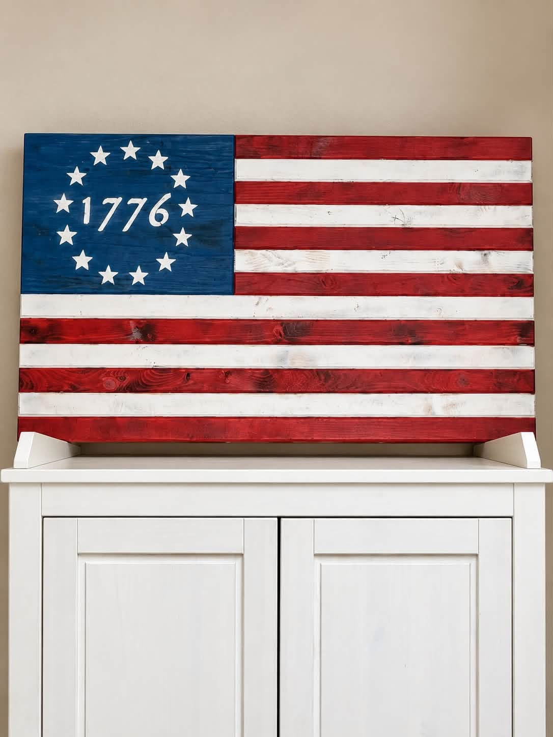 Red, White & Blue 1776 Wooden Flag
